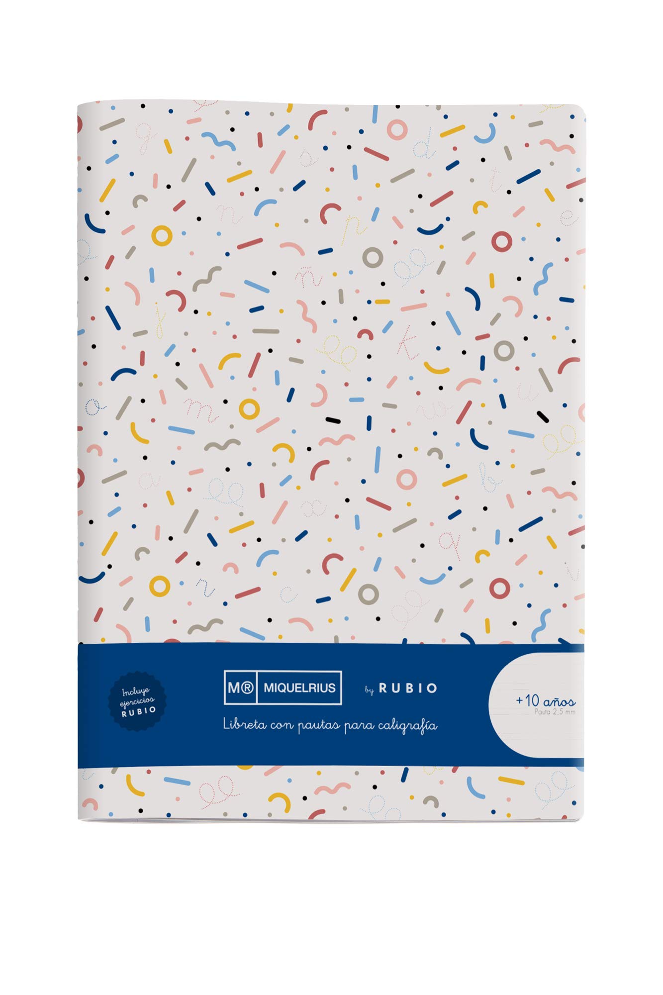 Miquelrius - Rubio stapled A4 Notebook for Learning to Write, Double guideline 2.5 mm, 50 Sheets, Extra Opaque Paper 70 g/m², Children's School Supplies