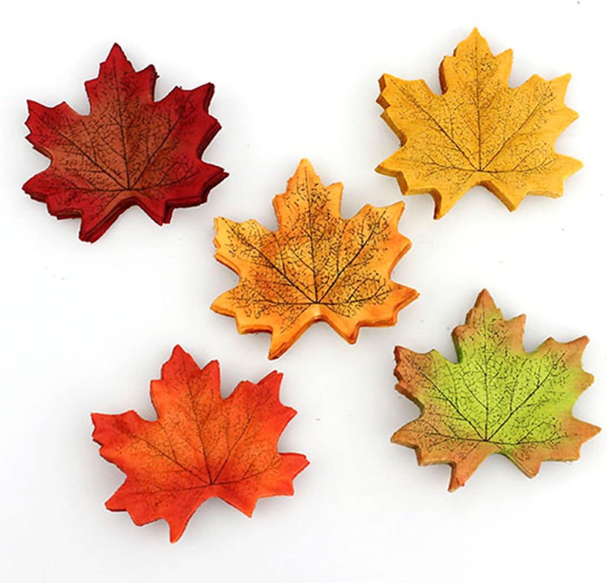 CYNDIE Wedding Flower Nice 50pcs Maple Fall Autumn Leaves Short Stems Foliage Wedding Decor Craft Brown