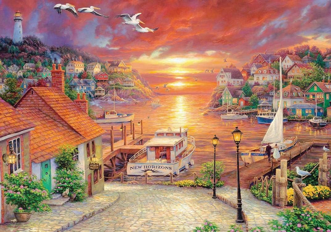 Sunset Seaside Town Jigsaw Puzzles 1500Piece Diy Adults And Kids