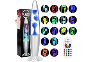 KIKILIVE Liquid Motion Lamp with Remote Control 13.5in, 17 Color Changing LED Night Light for Bedroom Decoration, White Water