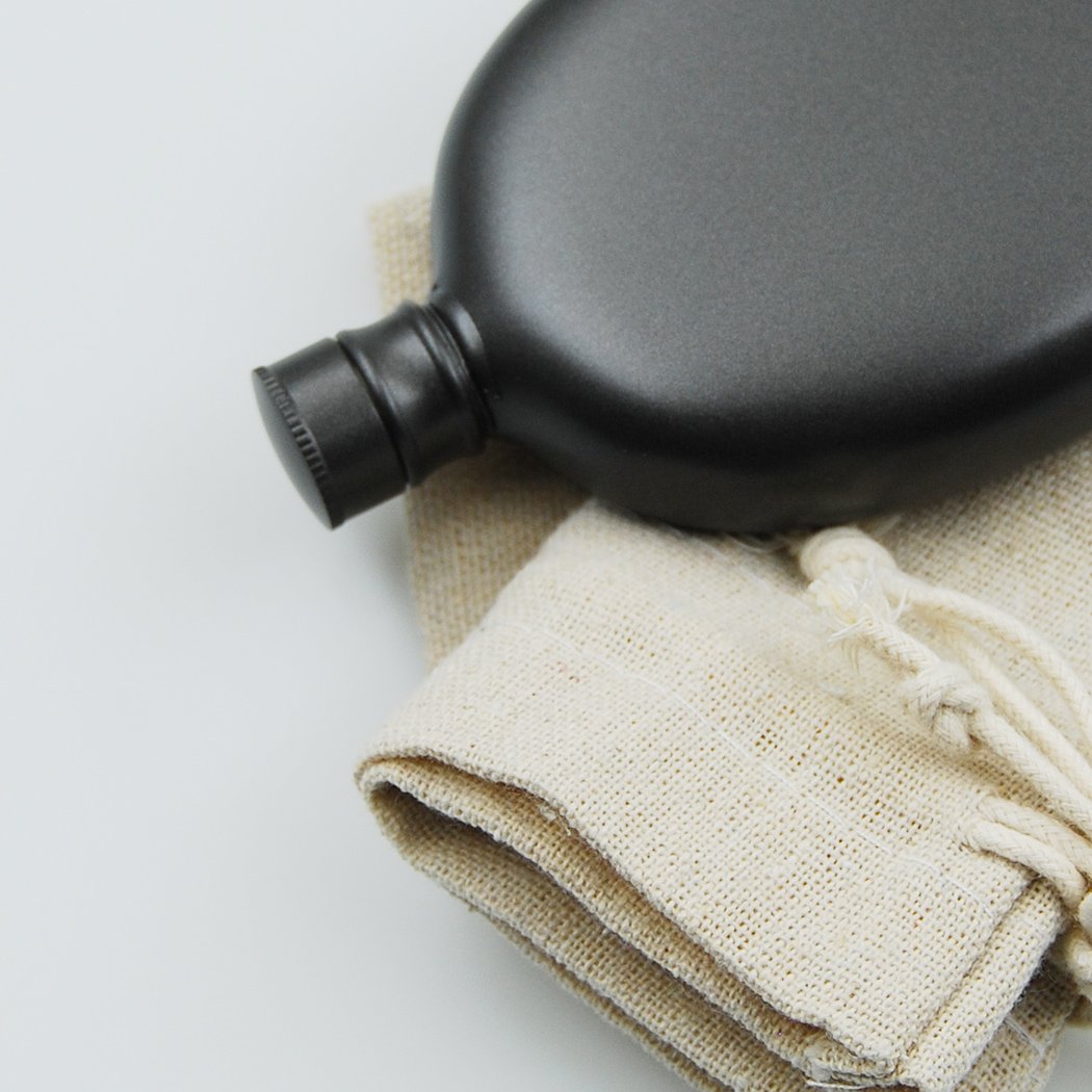 iSavage 3oz 18/8 Stainless Steel Oval Shaped Hip Flask, Popular Gun-Black Painting-YM803