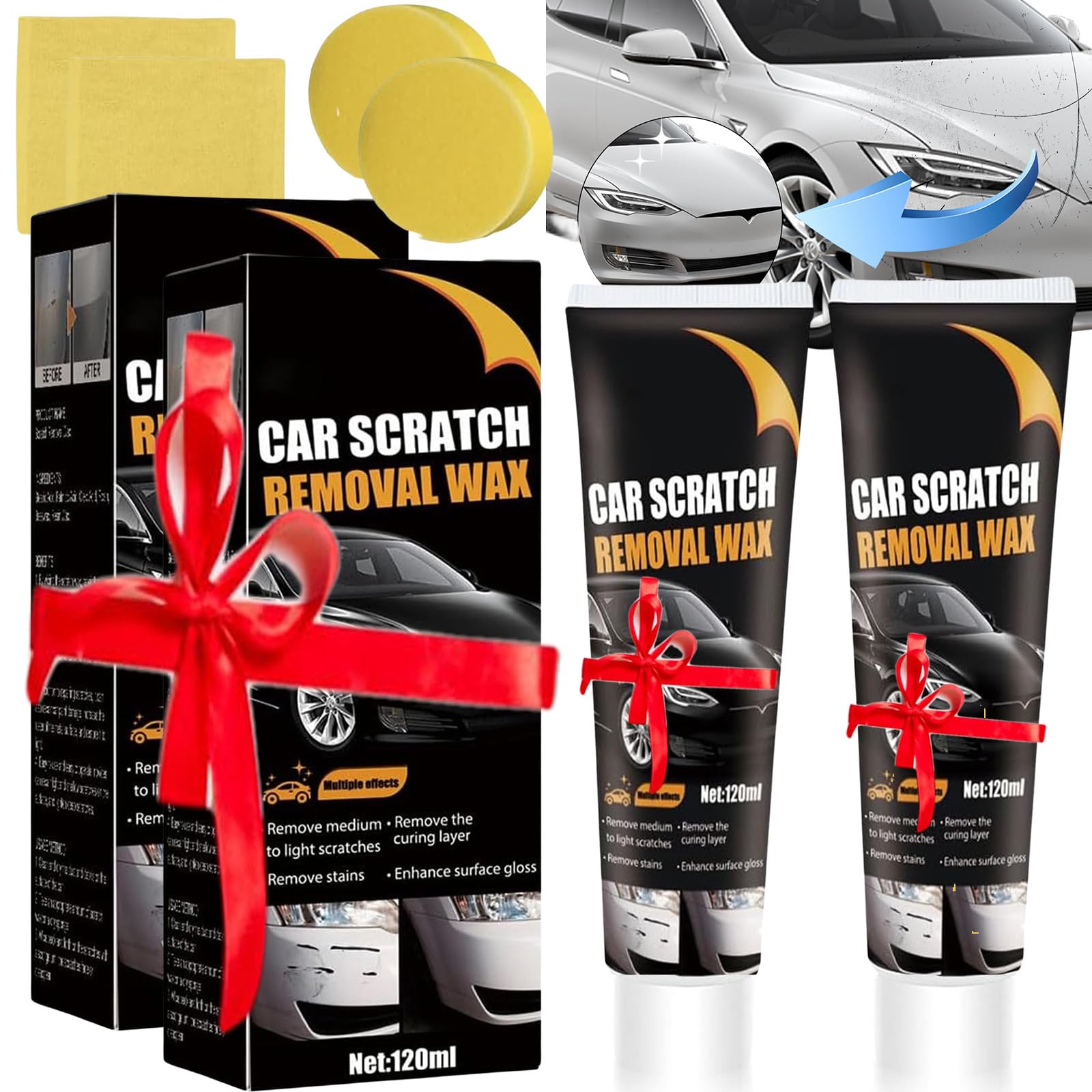 Photo 1 of ?2Packs? Scratch Remover for Vehicles Car Scratch Remover Paste New Upgrade for Deep Scratches with Wipe & car Polish Sponge Buffing Compound for Car Paint Restorer