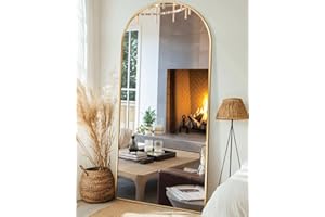 Furnbar Floor Mirror, 78"x38" Oversized Full Length Mirror with Stand,Arched Full Body Mirror Standing Hanging Leaning Against Wall,Body Mirror Aluminum Frame,Giant Mirror for Bedroom Cloakroom, Gold