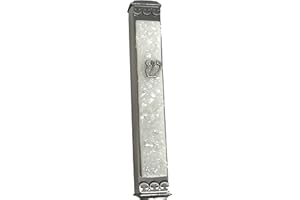 TAMARA BASKIN ART GLASS Sparkling Art Glass Mezuzah - Easy Mount Indoor or Outdoor - Weatherproof Metal Case - Gift Box and Non-Kosher Scroll Included - Hand Made in USA - Guaranteed for Life! (Sparkling White)
