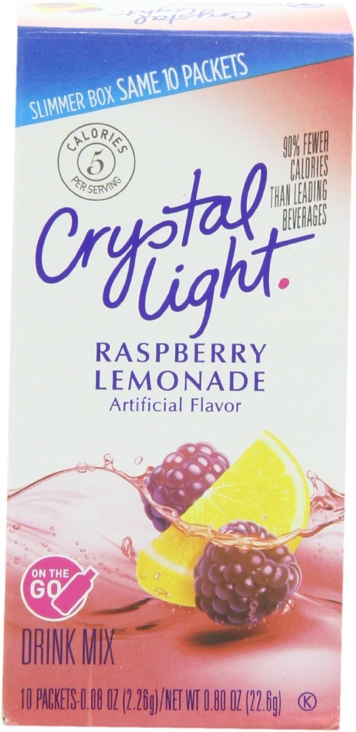 Crystal Light Raspberry Lemonade On-The-Go Powdered Drink Mix, 0.08 oz Packets, 10 Count