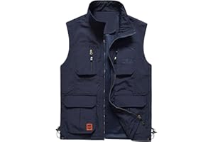 Flygo Men's Lightweight Outdoor Travel Work Fishing Vest with Multi-Pockets
