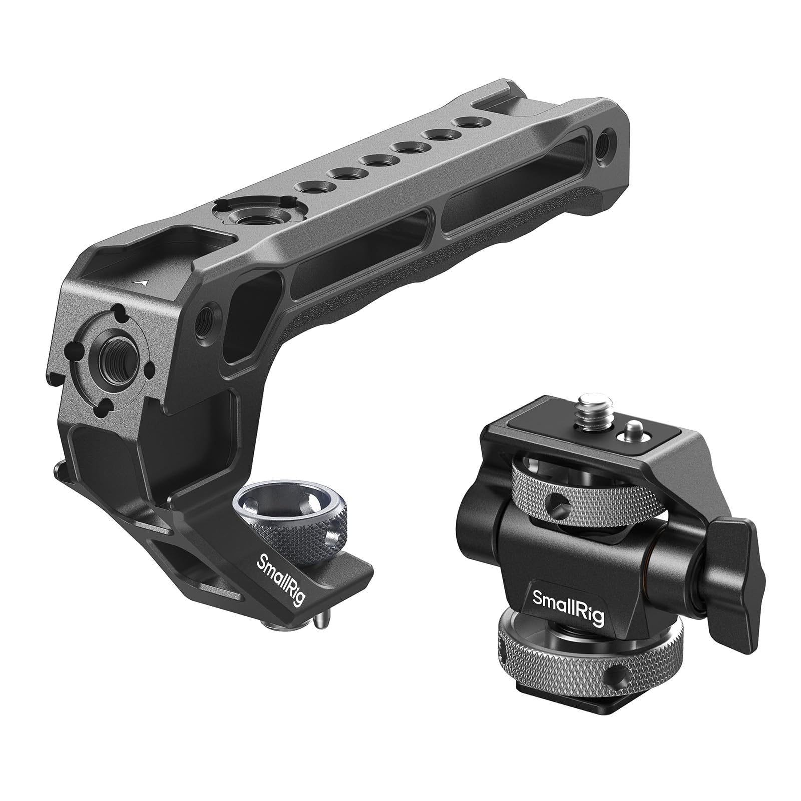 Photo 1 of SMALLRIG Top Handle with Monitor Mount Kit, with 3/8"-16 Locating Holes for ARRI, 5 Built-in Cold Shoe, 360° Swivel and 180° Tilt Adjustable Monitor Holder with Thumbscrew, Anti-Twist Design - 5322