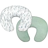 DILIMI Nursing Pillow Cover, Soft Stretchy Nursing Cover for Breastfeeding Pillow, 1 Pack Reversible Removable Slipcover for Baby Boy and Girls, Green Leaf