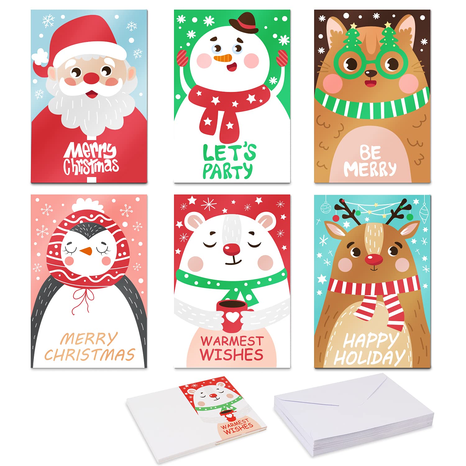 LOKIPA 36pieces Christmas Greeting Cards - 6 Design Merry Christmas Greeting Cards with Envelopes for Holiday Greetings