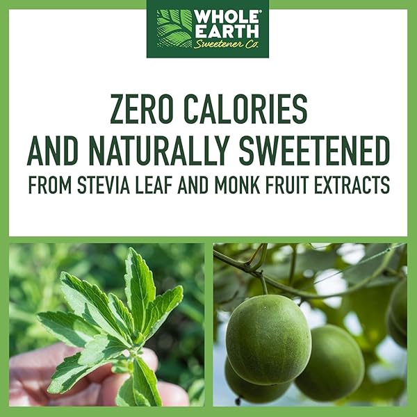 WHOLE EARTH SWEETENER CO. STEVIA & MONK FRUIT SWEETENER, ERYTHRITOL SWEETENER, STEVIA PACKETS, SUGAR SUBSTITUTE, NATURAL SWEETENER, 400 COUNT