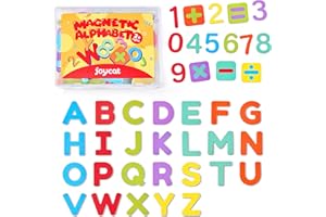 JoyCat Wooden Magnetic Letters and Numbers, Large ABC 123 Alphabet Fridge Magnets for Toddlers & Kids, Uppercase Letters, Math Symbols, Preschool Educational Learning Refrigerator Toy Set (63 PCS)