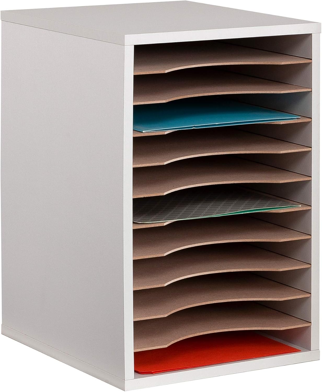 Safco Products Vertical Desktop Sorter, 11 Compartment 9419GR, Gray, Letter-size Shelves, Durable Laminate Finish : Office Desk Organizers : Office Products