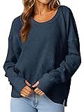 Fisoew Womens Casual Crewneck Sweatshirt Waffle