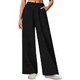 MEROKEETY Women's Wide Leg Palazzo Pants Flowy Pleated Elastic High Waisted Casual Trousers with Pockets