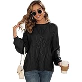 Outfeel Women's Cable Knit Crewneck Sweaters 2025 Fall Winter Long Sleeve Casual Chunky Knit Sweater Pullover Top S-XL