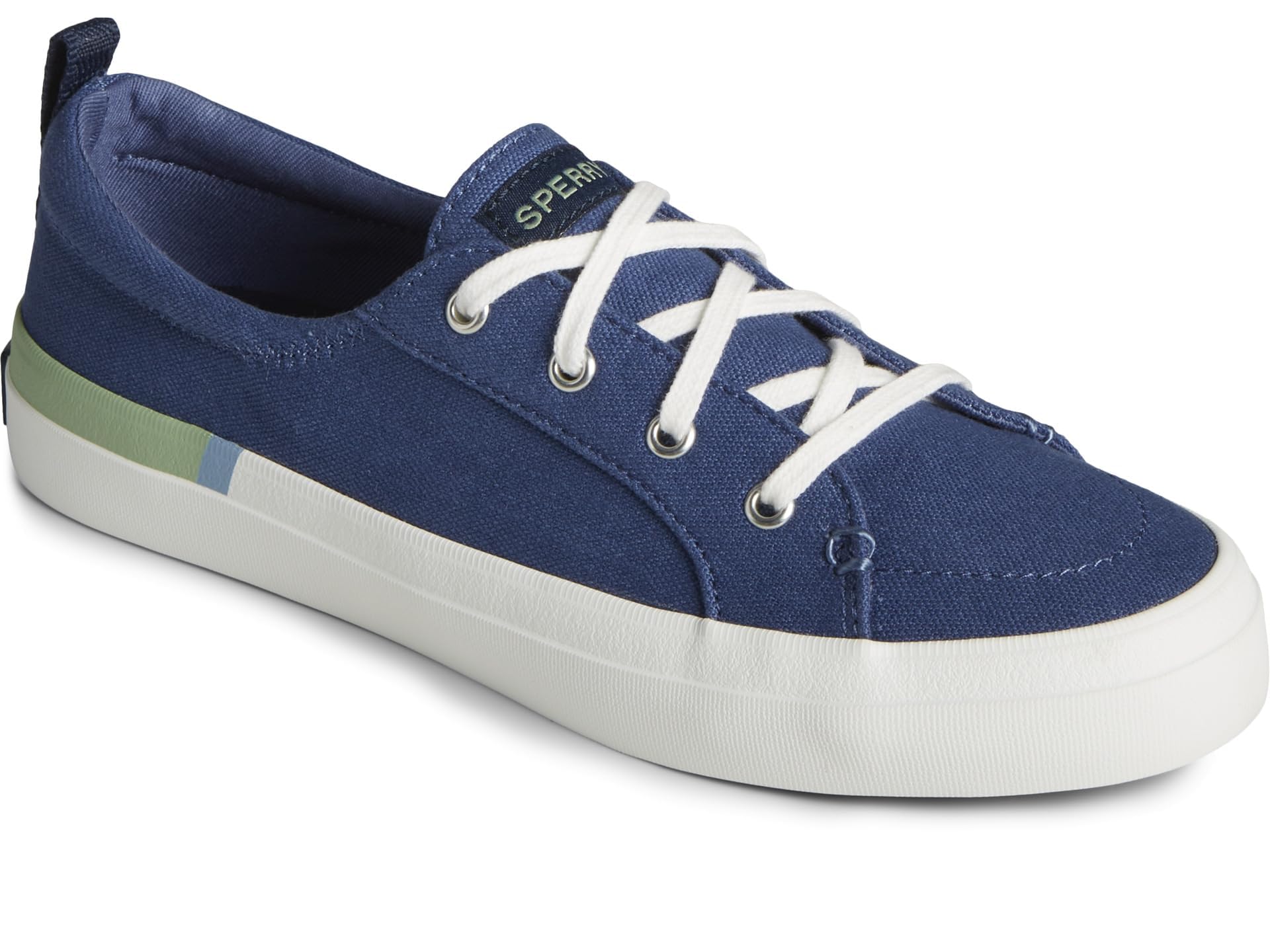Sperry Women’s Crest Vibe Seasonal Sneaker, Blue Stripe, 5.5