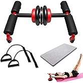 Multifunctional Ab Wheel Roller with Resistance Bands & Knee Pad, Detachable Abdominal Exercise Wheel with Suction Sit-Up Bar for Core Strength Training & Home Gym Workout