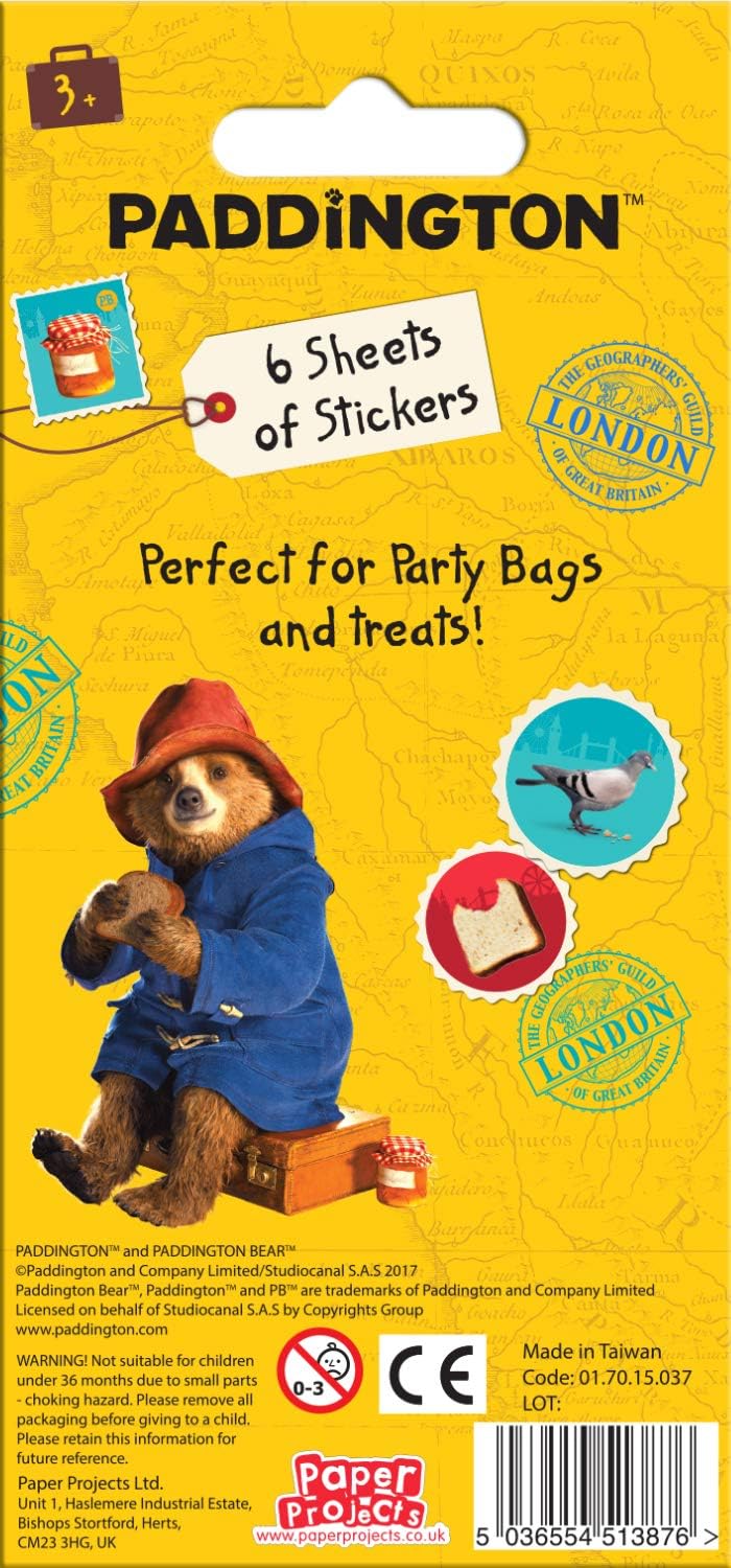 Paper Projects Paddington Bear Movie Party Bag Sticker Pack (6 Sheets), Blue, 12.5cm x 7.5cm - Image 3