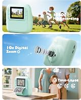 CAMCLID Kids Camera Instant Print 1080P 32GB Green view 4