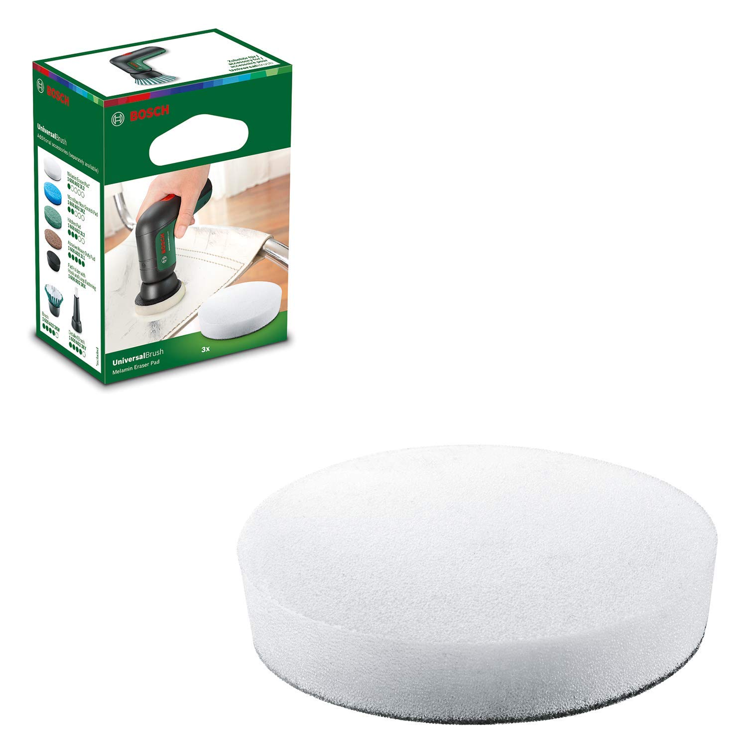 Bosch Melamine Eraser Pad for Electric Cleaning Brush UniversalBrush (3 pieces included, in carton packaging)