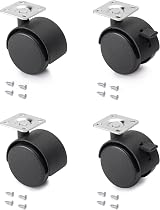 Emuca Pack of 4 Black Swivel Castors 50mm with Brakes and Plate