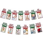 Christmas 1st Birthday Photo Banner Baby Gliter Photo Banner for Newborn to 12 Months Monthly Milestone Photograph for Baby First Birthday Party Decor