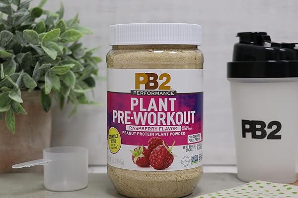 PB2 PERFORMANCE PLANT PROTEIN PRE-WORKOUT SUPERFOOD – RASPBERRY FLAVORED – ENDURANCE BLEND WITH MCT & CAFFEINE