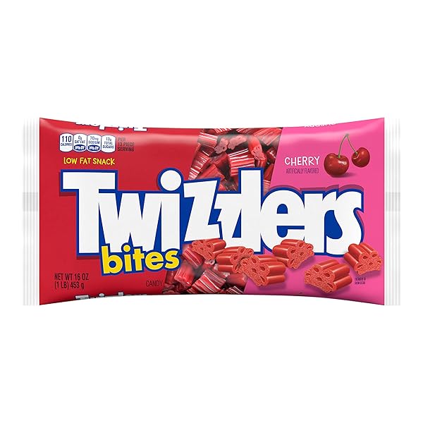 TWIZZLERS BITES CHERRY FLAVORED LICORICE STYLE, CHEWY CANDY BAG, 16 OZ