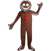 Iced Gingerbread Man Costume for Adults, Christmas Cookie Costume, Festive Holiday Party Jumpsuit