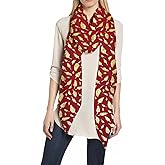 Lina & Lily Metallic Gold Silver Foil Feather Women's Scarf Shawl Wrap Lightweight