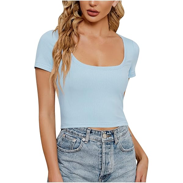Camiseta De Manga Corta Para Mujer, Color Bloque De Color