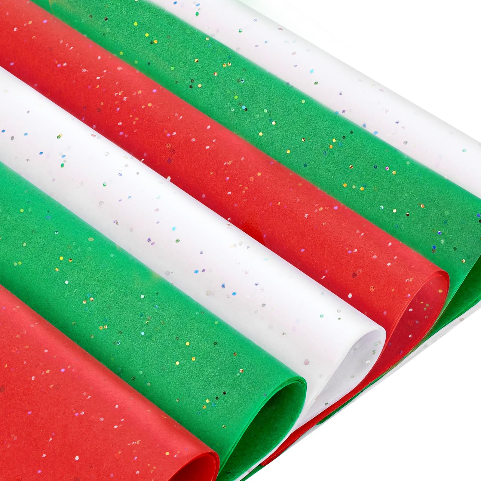 Photo 1 of 100Sheets Glitter Tissue Paper Red Green White Christmas Tissue Paper for Gift Bags Gift Wrap Paper Xmas Tissue Papers for Crafts Wrapping Supplies Christmas New Year Holiday Decorations, 14 x 20 Inch