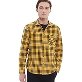 Men's Long Sleeve Plaid Flannel Winter Warm Shirt Casual Button Down Slim Fit Shirts