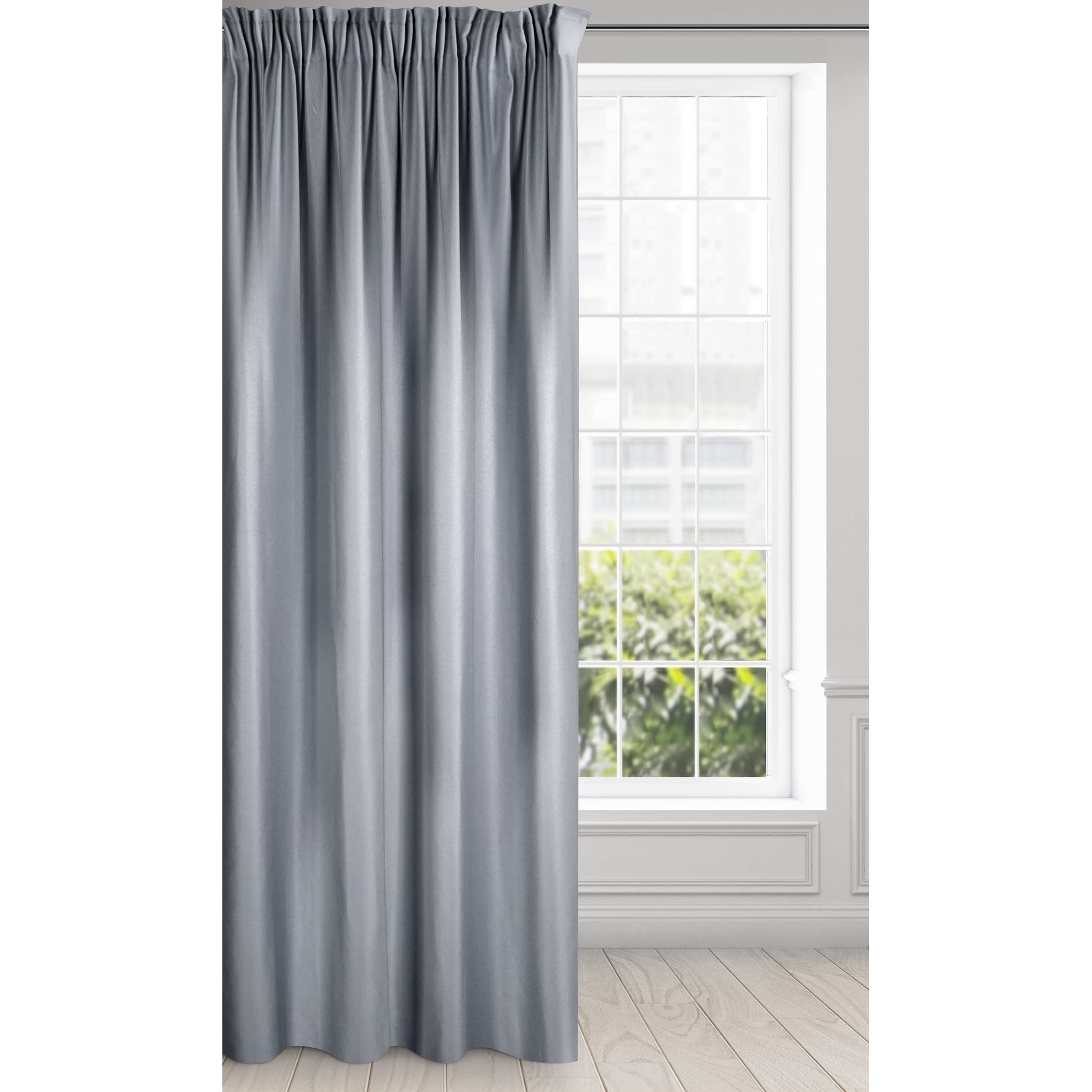 Eurofirany Essme Curtain Shiny Ruffle Tape Smooth Trend Elegant Bedroom Living Room Silver 140 x 270 cm