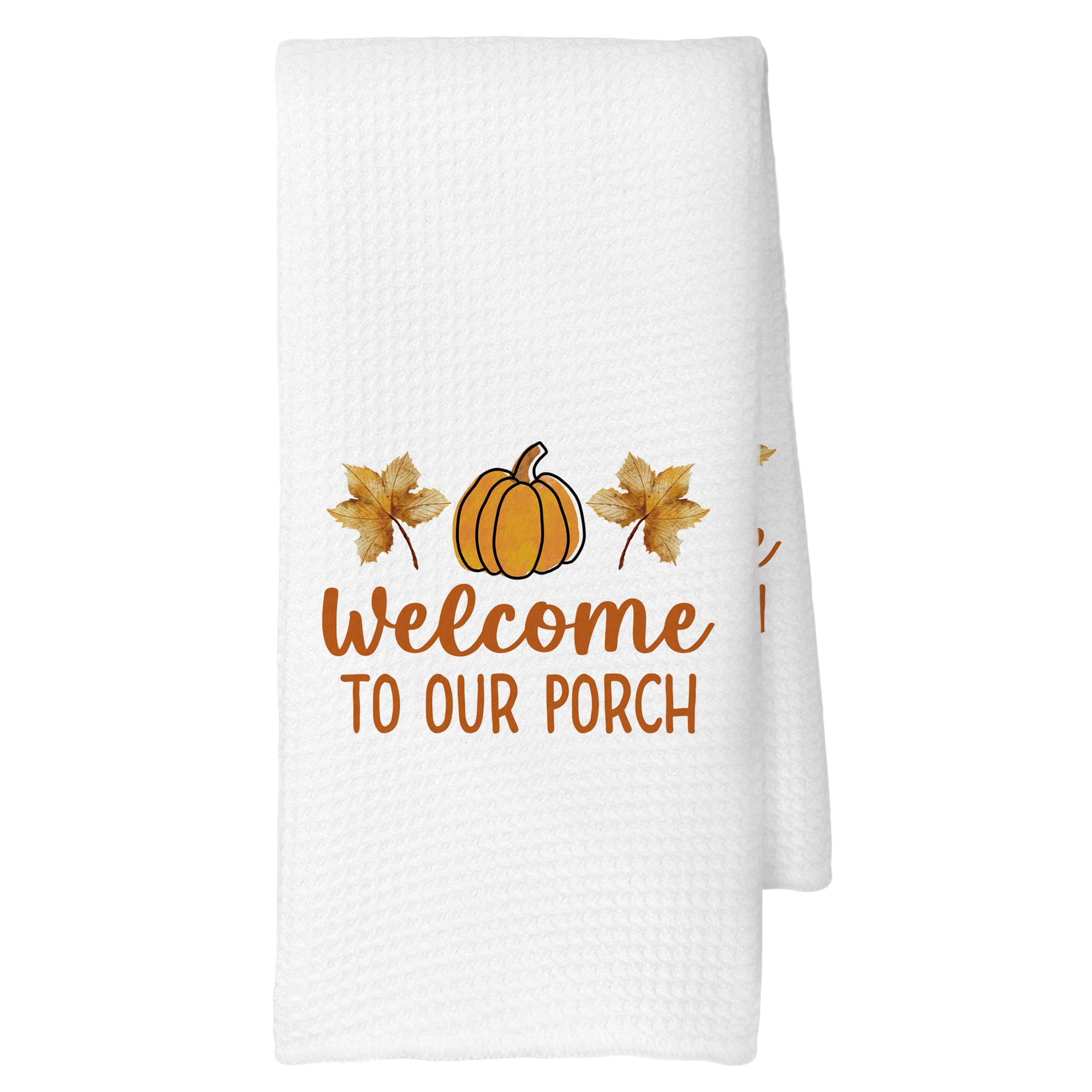 Photo 1 of CUANFDDSF Fall Decorations for Home Kitchen Towels, Fall Halloween Welcome to Our Porch Kitchen Towels, Seasonal Thanksgiving Decor, Harvest Maple Leaf Autumn Decoration Tea Towels Hand Towel 16x24