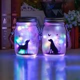 MLOQI 2 Pack Solar Hanging Lanterns Outdoor Dog Silhouette Garden Lights view 2