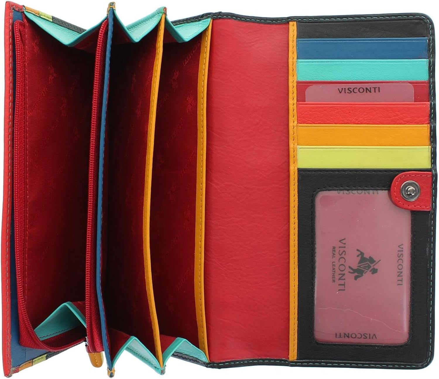 VISCONTI Santorini Collection KOS Leather Purse with RFID Protection STR4 Black Multi - Image 5