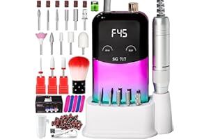 LIMEGIRL Professional Electric Nail File Drill Bits Kit 45000RPM for Acrylic Toenail Machine Clippers with 14 Drill Bit Gradient Green Portable Rechargeable Cordless