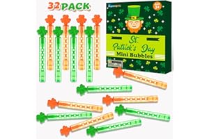 KANNOVE St Patrick's Day Party Favors Supplies Goodie Bag Stuffers for Kids 32 Pack, Mini Bubble Wands Toys Gifts for Toddlers, Saint Patty's Classroom Non Candy Treats prizes Shamrock Accessories Decorations