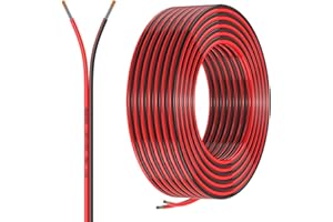MZIKLR 18 Gauge 2 Conductors 30FT Electrical Wire, Red Black Cable, Flexible Low Voltage PVC Copper Clad Aluminum Extension Cord for Car Speaker Wire, LED Wire,Lamps Lighting,Residential Wiring 12V/24V DC.