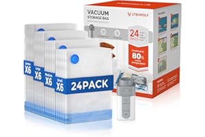 ETENWOLF 24 Pack Vacuum Storage Bags with Rechargeable Wireless Pump, Vacuum Seal Bags for Clothes and Travel, Space Saver Ba