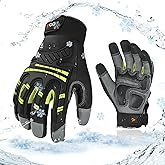 Vgo... -4℉ or above Winter Waterproof High Dexterity Heavy Duty Mechanic Glove, Anti-vibration, Anti-abrasion, Touchscreen (1 Pair,M,Green,GA8954FW)