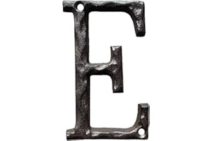 Jerrybaby 5 Inch House Letters, Rustic Cast Iron Metal Home Address Number & Letters/Unique Hammered Look, Letter E