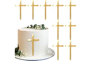 ZHUOWEISM 10 PCS Acrylic Cross Cake Topper Christian Baptism God Bless Cake Pick for First Communion Theme Baby Shower Birthd