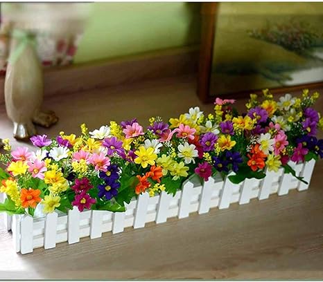 Amazon 造花 人工観葉植物 インテリア 木製フェンス アートフラワー 枯れない花 おしゃれ かわいい 母の日 プレゼント お祝い 店飾り 造花 オンライン通販