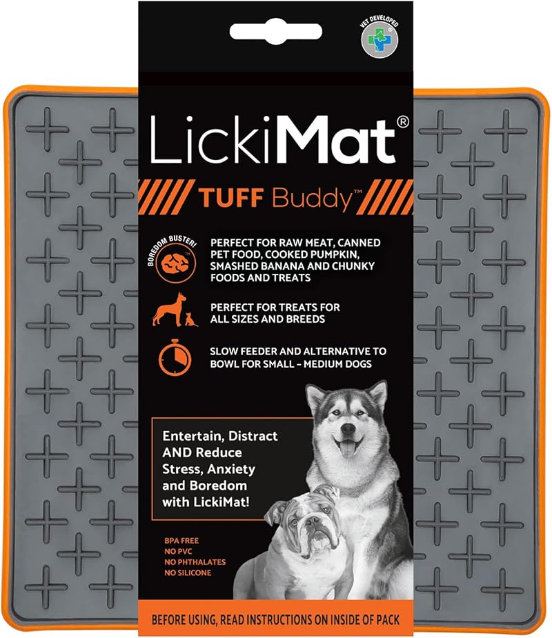 LICKIMAT Tuff Heavy-Duty Buddy Dog Slow Feeder Orange