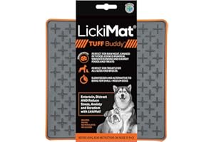 LickiMat Tuff, Heavy-Duty Buddy, Dog Slow Feeder Lick Mat, Boredom Anxiety Reducer; Perfect for Food, Treats, Yogurt, or Peanut Butter, Fun Alternative to a Slow Feed Dog Bowl, Orange