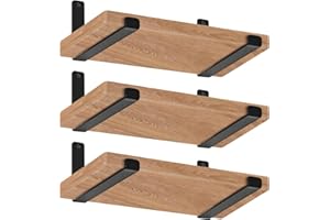 MHMYDZ 12 inch Shelf Brackets for DIY Floating Shelf, 1/5 inch Thick Heavy Duty Floating Shelf Bracket, Fit for Home, Kitchen, Bathroom, Garage, Living Room, 6-Pack Black, 11.25” x 6” x 1.5”
