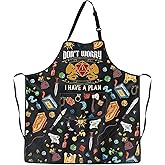 PXTIDY Gamer Apron Don't Worry I Have A Plan D Kitchen Apron Cooking Gift For D Players D Game Apron