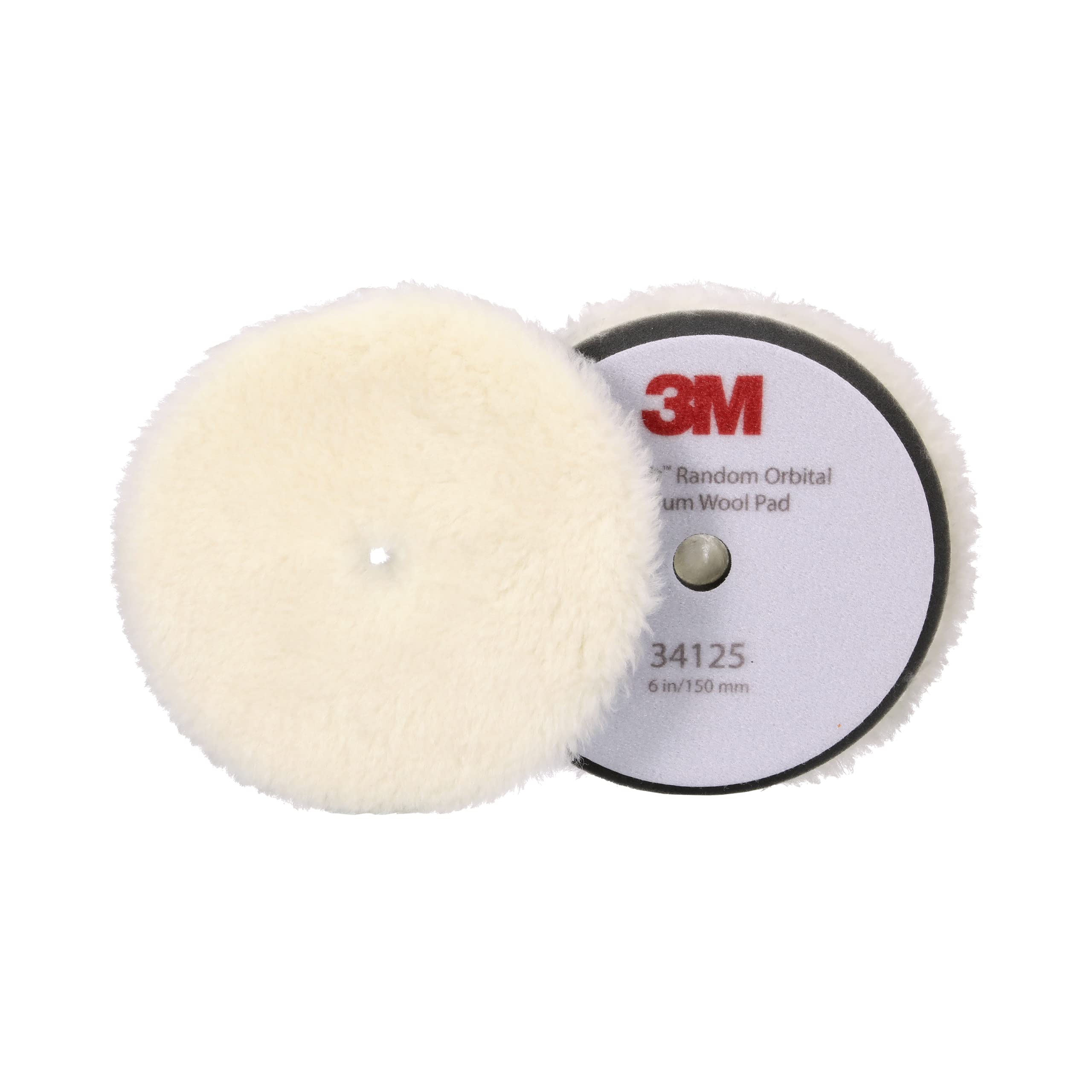 Photo 1 of 3M Perfect-It Random Orbital Medium Wool Compounding Pad, 6"/150 mm, White, 34125, Orbital Pads for Automotive Compounding and Polishing